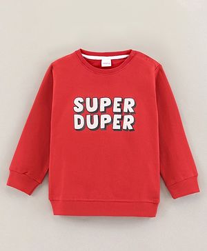 Babyhug Cotton Full Sleeves Sweatshirt Text Print- Red