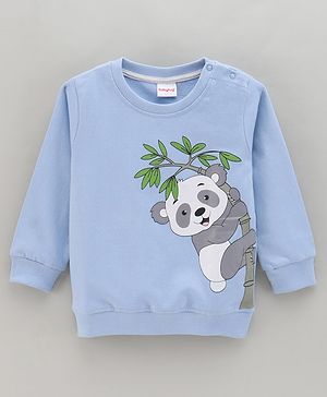Babyhug Full Sleeves Knit Sweatshirt Panda Print- Blue