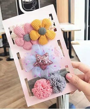 Syga Headband Flower Applique Pack of 3 - Multicolor