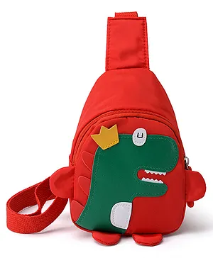 SYGA Children's School Sling Chest Bag Dinosaur Cartoon Backpack  - Red