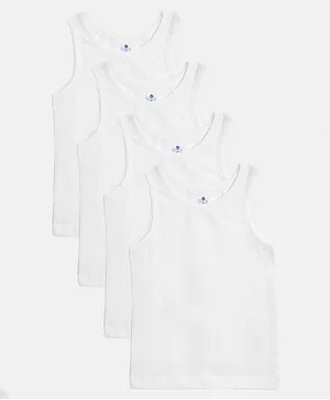 Candy Cot Pack Of 4 Organic Cotton Solid Vests - White