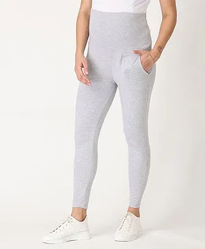 The Mom Store Comfy Belly Over Solid Maternity Leggings - Grey