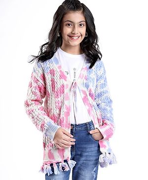 Arias Consciously Sourced Cotton Front Open TieDye Full Sleeves Shrug -Multicolor