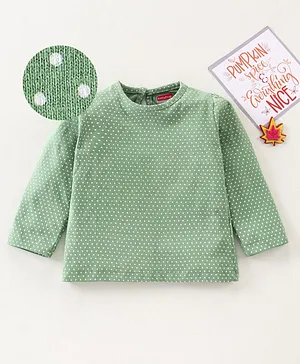 Babyhug Full Sleeves Dots Printed Tee -Green