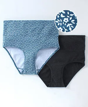 Bella Mama Ecojiva Finish Panties Solid & Floral Print Pack of 2 - Black Blue