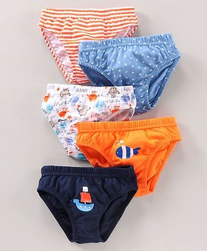 Babyhug  Cotton Stripes & Printed Briefs Pack of 5 - Multicolor