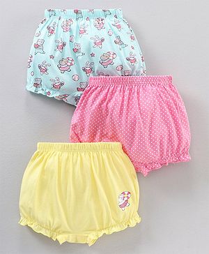 Babyhug Cotton Knit Bloomers Bunny Print Pack of 3 - Multicolour