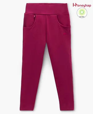 Honeyhap Premium Super Stretch & Soft, Heavy Cotton Jeggings with Front Pockets - Red Plum