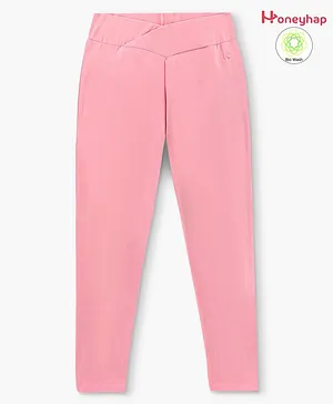 Honeyhap Premium Super Stretch & Soft, Heavy Cotton Jeggings with Wide Cross Waist - Candy Pink