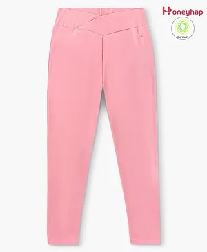 Honeyhap Premium Super Stretch & Soft, Heavy Cotton Jeggings with Wide Cross Waist - Candy Pink