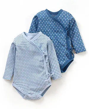 Earthy Touch Knit Full Sleeves Onesies Printed Pack of 2 - Multicolor