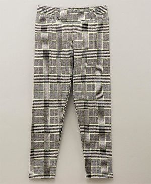 Vitamins Full Length  Check Trousers- Black White