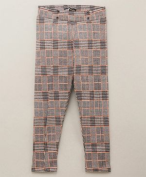 Vitamins Full Length  Check Trousers- Orange White