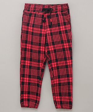 Vitamins Full Length Yarn Dyed Jacquard Checks Trouser - Red