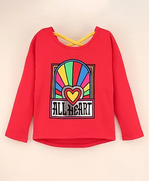 Vitamins Cotton Full Sleeves Striped Flat Knit Top Multiprint - Red