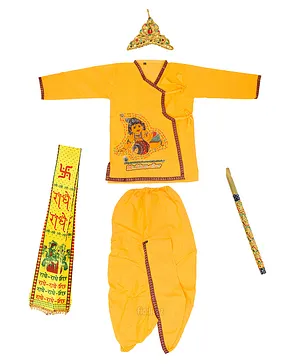 Zest 4 Toyz Cotton Full Sleeves Fancy Dress Krishna Costume with Accessories - Yellow