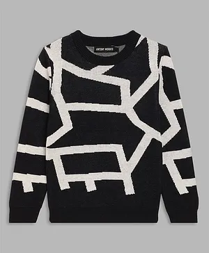Antony Morato Full Sleeves Abstract Lines Printed Sweater - Blue