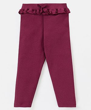 Babyhug Cotton Lycra Full length Solid Color Legging - Red