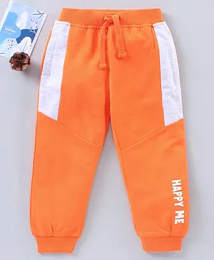 Babyhug Full Length Lounge Pant Text Print - Orange