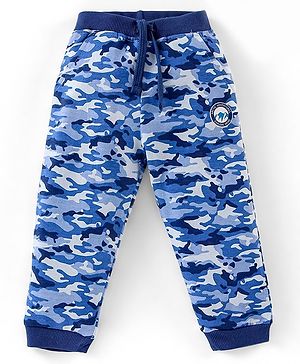 Babyhug Cotton Full Length Ribbed Waist Track Pant Camouflage Pattern - Blue Babyhug Cotton Full Length Ribbed Waist Track Pant Camouflage Pattern - Blue