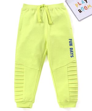Babyhug Cotton Full Length Lounge Pants Text Print- Lime