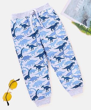 Babyhug Full Length Cotton Dino Printed Lounge Pant - Blue