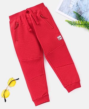 Babyhug Full Length Cotton Solid Colour Lounge Pant - Red