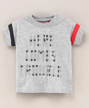 Under Fourteen Only Half Sleeves Text Placement Printed Tee - Grey