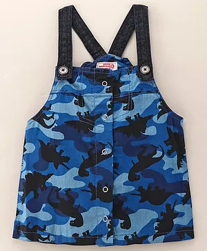 Under Fourteen Only Dinosaurs Printed Dungaree - Blue