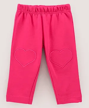 Under Fourteen Only Heart Placement Embroidered Leggings - Pink