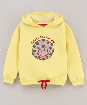 Under Fourteen Only Full Sleeves Crazy For Cookie Print Detail Hoodie Sweatshirt - Yellow