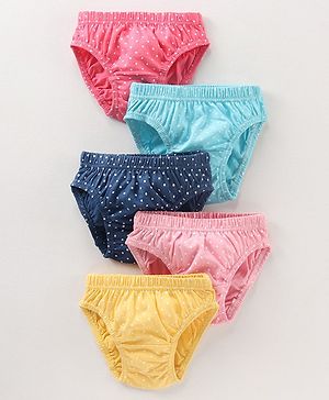 Babyhug 100% Cotton Antibacterial Panties Printed Briefs Pack of 5 - Multicolor