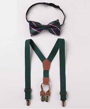 Babyhug Bow and Suspender Set Polka Dots Printed - Green