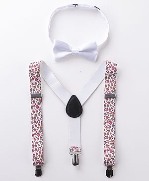Babyhug Bow And Suspender Set Heart Print - Multicolour