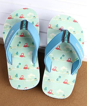 Cute Walk by Babyhug Flip Flops Vehicle Print - Blue