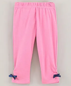 Under Fourteen Only Full Length Solid Bow Detailed Leggings - Pink