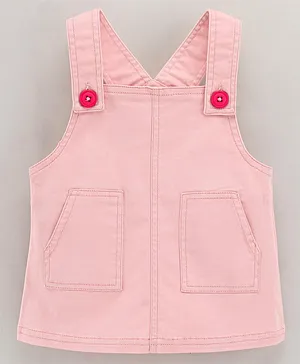 Under Fourteen Only Sleeveless Solid Dungaree With Front Pocket - Peach