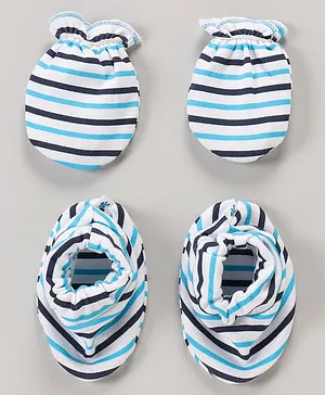 Child World Cotton Mittens & Booties Set Striped (Colour May Vary)