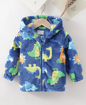 Kookie Kids Full Sleeves Hooded Sweatshirt Dino Print -  Blue