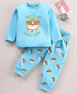 Babyhug Cotton Knit Full Sleeves Nightwear Pyjama Set Stripes Paw Patrol By Babyhug - Blue