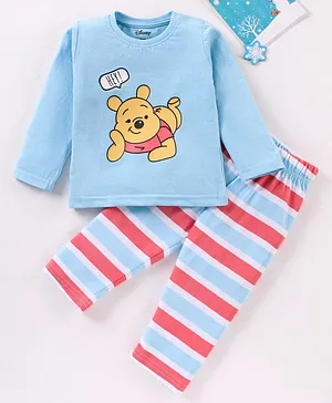 Disney by Babyhug Full Sleeves Night Suit Winnie the Pooh Print - Blue