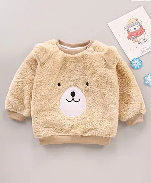 Babyhug Knit Full Sleeves Sweatshirt Puppy Face Design - Brown
