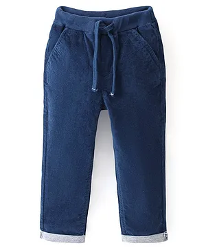 Babyhug Cotton Full Length Corduroy Pants Solid Colour - Royal Blue