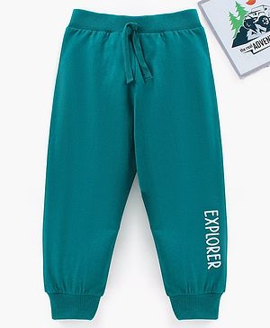 Babyhug Cotton Full Length Lounge Pant Text Print - Green