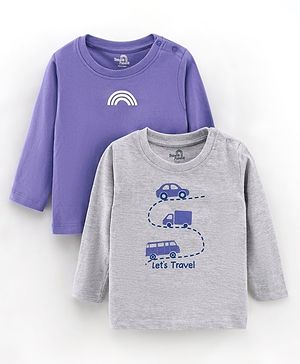 Doodle Poodle Full Sleeves T-Shirts Multiprint Pack Of 2 - Purple Grey