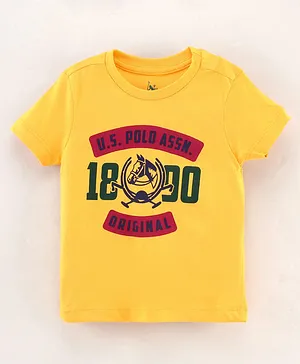US Polo Assn Half Sleeves T-Shirt Text Print - Dark Yellow