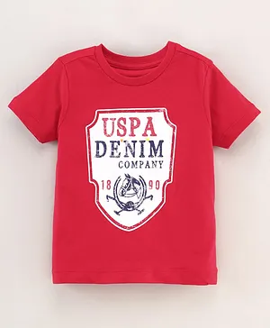 US Polo Assn Half Sleeves T-Shirt Logo Print - Red