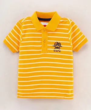 US Polo Assn Half Sleeves Striped T-Shirt Logo Embroidery - Yellow