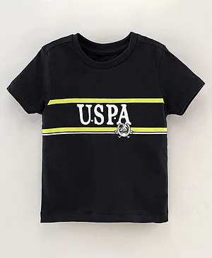 US Polo Assn Half Sleeves T-Shirt Text Print - Black