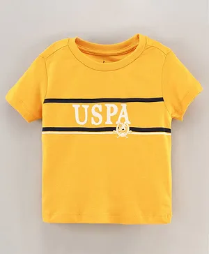 US Polo Assn Half Sleeves T Shirt Text Print - Yellow